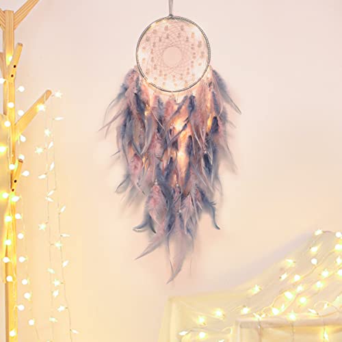 LED Light Up Dream Catcher - Handmade Feather Wall Hanging Decor