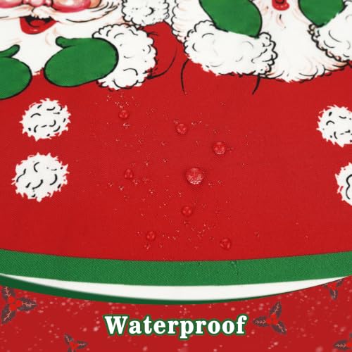Miffrank Santa Claus Christmas Tablecloth 60 x 84 Inch Waterproof Wrinkle-Resistant Farmhouse Holiday Decor