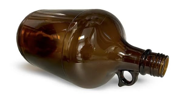 4 Liter Amber Glass Jugs with Tamper Evident Caps - 6 Pack