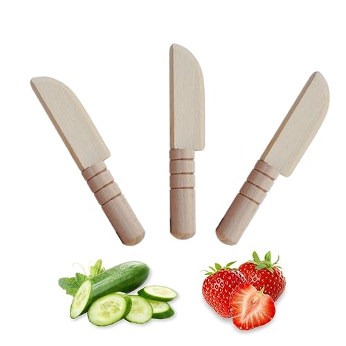 3-Piece Wooden Safe Kids Cooking Knife Set for Vegetables and Fruit