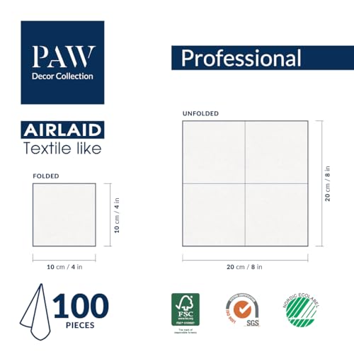 PAW Decor Collection 100 Dark Green Linen Feel Cocktail Napkins 4x4 in