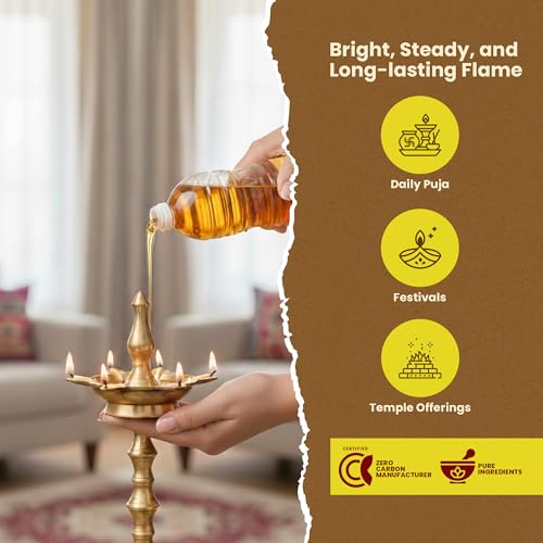500 ML Jasmine Pooja Oil Blend for Diyas & Lamps - 5 Sacred Oils