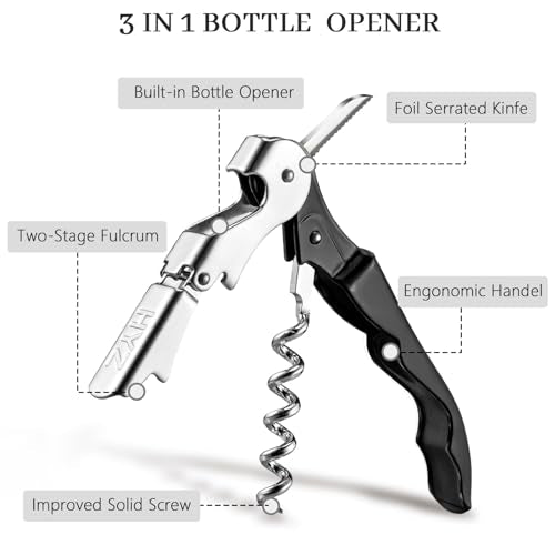 HYZ 20-Pack Black Waiter's Corkscrew Wine Openers - Professional Bar Tool