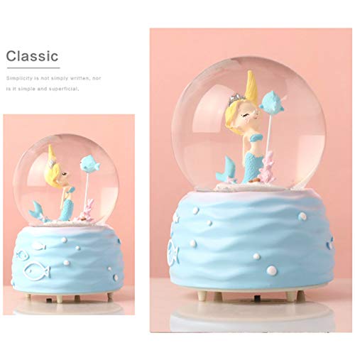 Mermaid Snow Globe Musical Box with Color-Changing LED Lights