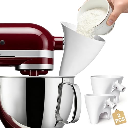 2 Pcs Flour Pouring Funnel for Tilt-Head Stand Mixer, Dishwasher Safe