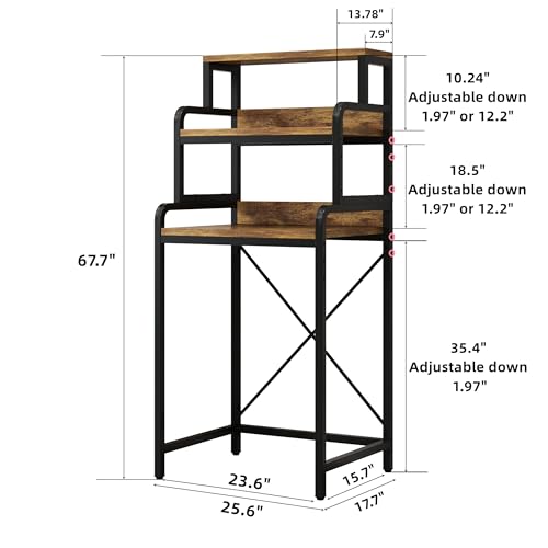4-Tier Kitchen Storage Rack with Shelves & Space for Microwave or Fridge