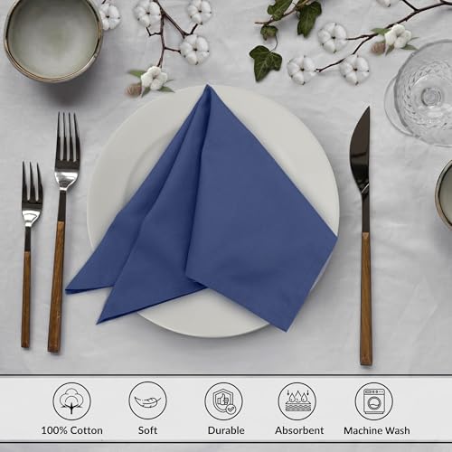 100% Cotton Cloth Napkins - 18x18 Inch Washable Dinner Napkins, Set of 12
