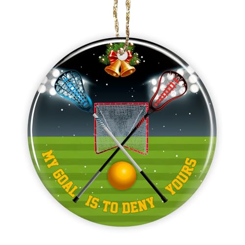 Lacrosse Goalie Ornament 2024 - My Goal Is To Deny Yours, Ceramic Christmas Decoration