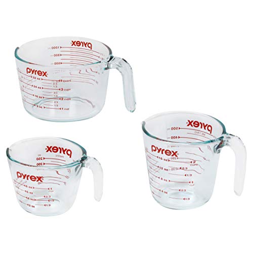 3-Piece Tempered Glass Measuring Cup Set (1, 2 & 4 Cup) for Cooking