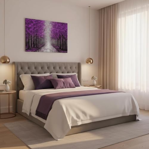 NutArtPic Purple Wall Art Forest Prints 24x36 Inches Canvas Wall Decor