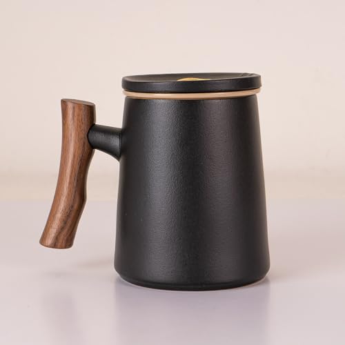 Urban Tokyo Black Tea Cup with Lid & Porcelain Infuser 15oz - Hot Beverage Mug