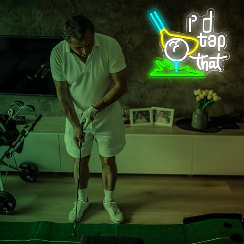 Attneon I'd Tap That Golf Neon Sign - Art Deco Wall Decor for Man Cave