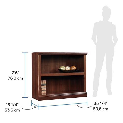 2-Shelf Adjustable Bookcase, Cherry Finish Wood Storage Shelf