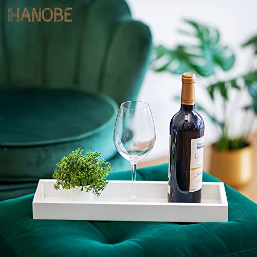 Hanobe Long Narrow Tray for Table Centerpiece 16" White Candle Holder
