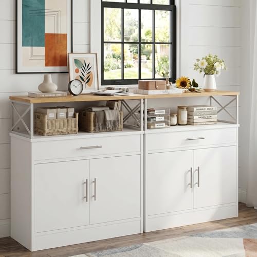 31-Inch Farmhouse Coffee Bar Cabinet with Adjustable Storage Shelves