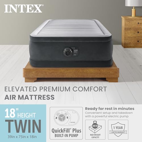 Intex Dura-Beam Deluxe 18" Twin Air Mattress with Built-in Pump