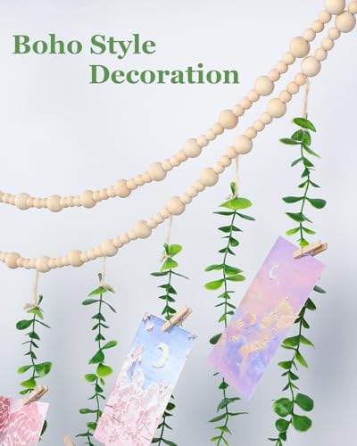 Boho Photo Hanging Display with Eucalyptus Garland and 20 Clips