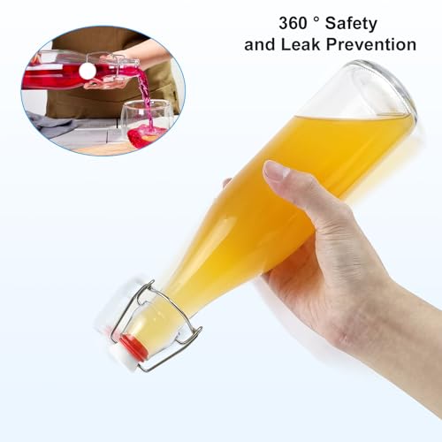 2 Pack Swing Top Glass Bottles 16oz with Airtight Lids for Brewing