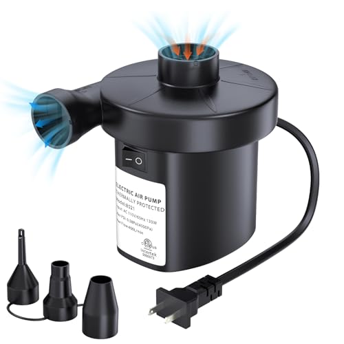Electric Air Pump for Inflatables & Air Mattress with 3 Nozzles (110V)