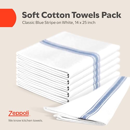 100% Cotton Kitchen Dish Towels, 15 Pack - Absorbent & Lint-Free Cleaning Cloths