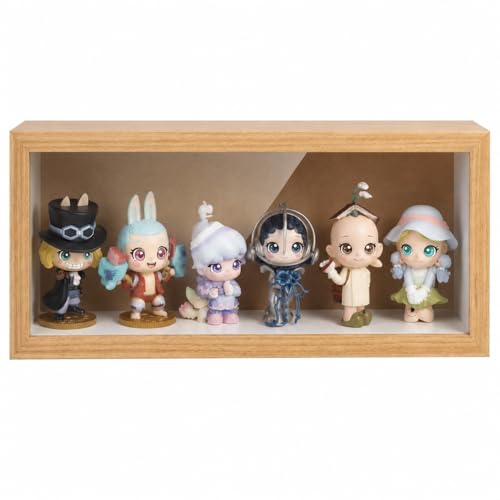 Wall Mounted Wood Display Case with Tempered Glass Door for Collectibles