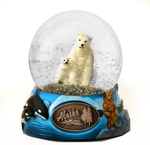 Alaska Polar Bear Snow Globe 3.5-Inch Glass Decorative Figurine