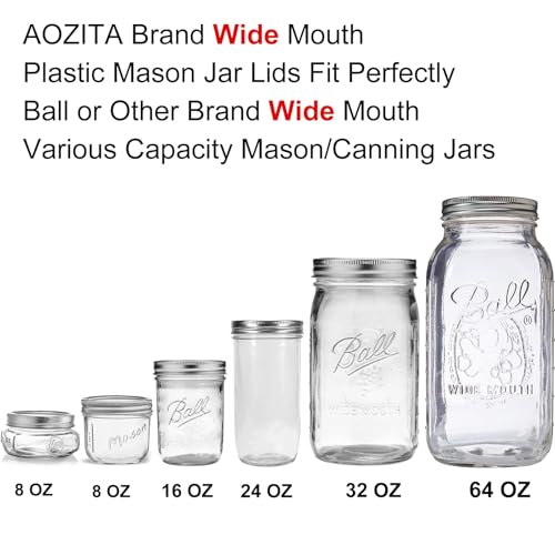 Wide Mouth Mason Jar Lids (10 Pack) - White Plastic Leak-Proof Storage Caps
