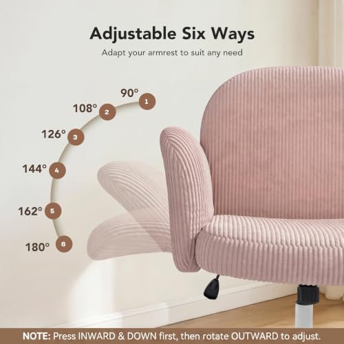Criss Cross Office Chair with Adjustable Armrests for Petite Women, Pink