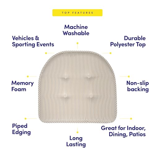 U-Shaped Memory Foam Chair Cushions 17" x 16" - Non-Slip Pads, Set of 4