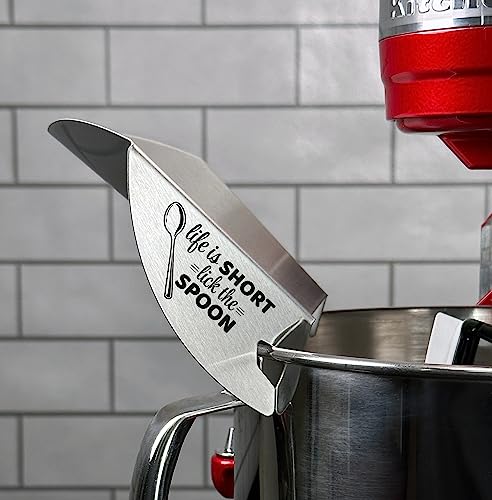 Stainless Steel Stand Mixer Pouring Chute with Lick the Spoon Motto