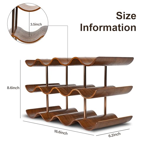 3-Tier Wooden Wine Rack - 12 Bottle Freestanding Countertop Wine Organizer