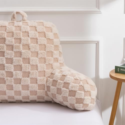 Checkered Bed Rest Wedge Pillow with Arms for Comfort & Support