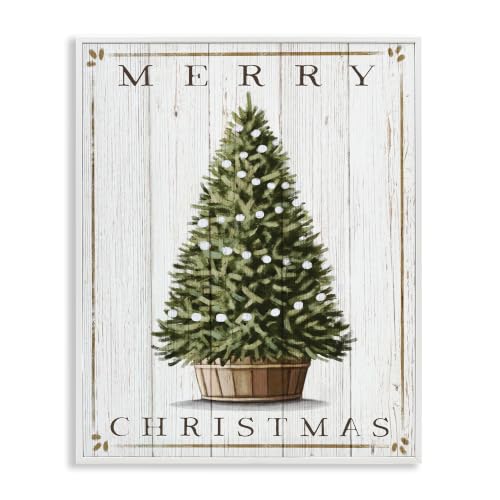 Merry Christmas Country Tree Framed Giclée Print 24x30 in Box Frame - Rustic Holiday Decor
