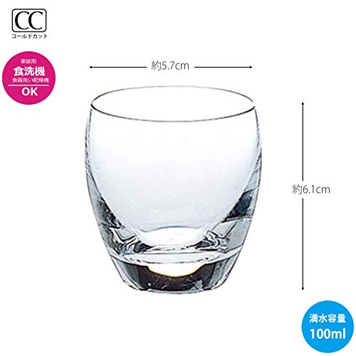 Toyo Sasaki Glass Cold Sake Cup Set of 6 3.4 fl oz (100 ml) Made in Japan, Dishwasher Safe, 2.4 inch Size