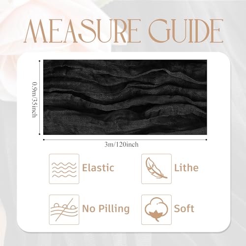 12 Pack Black Cheesecloth Table Runner 10FT Boho Gauze for Wedding & Party
