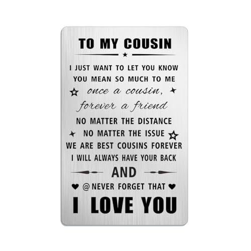 Stainless Steel Cousin Wallet Card - Engraved Gift for Women & Men
