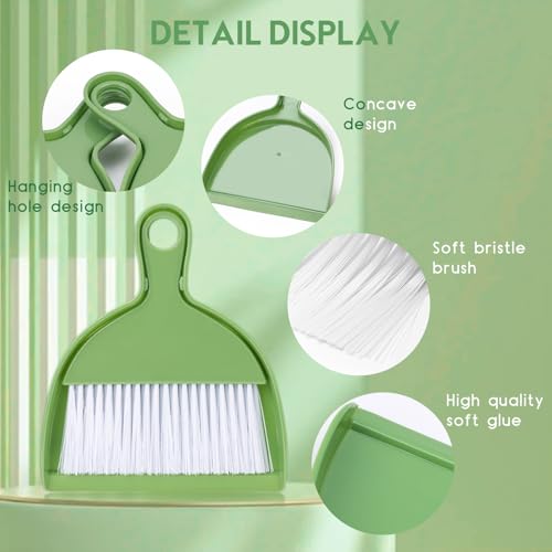 2-Pack Small Dustpan and Brush Set - Mini Broom Combo for Desk & Home
