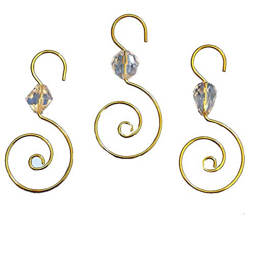 Gold Christmas Ornament Hooks with Clear Acrylic Beads - 24 Pack (2.25")