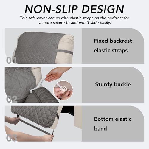 Waterproof Recliner Cover - Gray Reversible Furniture Protector