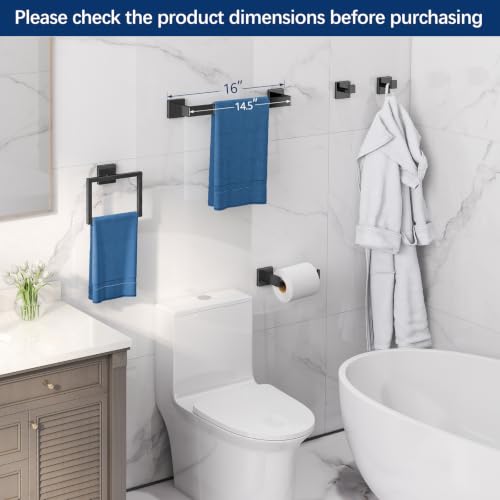 Matte Black 5-Piece Bathroom Hardware Set - Stainless Steel Towel Bar