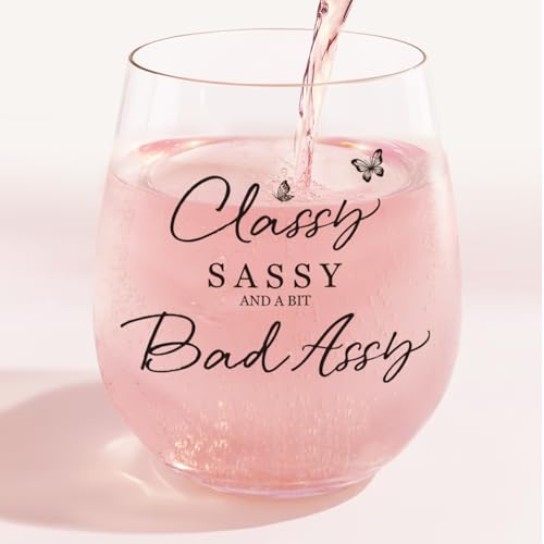 Classy Sassy Funny Wine Glass 15oz – Dishwasher Safe Gift for Women