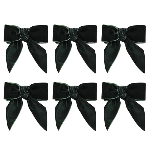 Wonlex Christmas Napkin Rings Set of 6, Green Bow Velvet Buckle Napkin Holders ( variation: 6 / Green Bow )