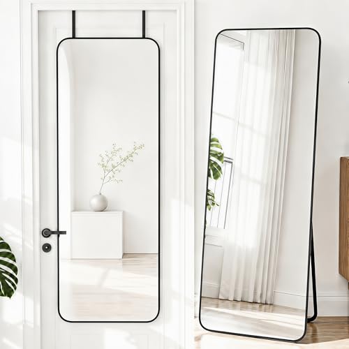 57x20 Inch Full Length Mirror, 3-in-1 Over-the-Door, Wall & Floor Mirror