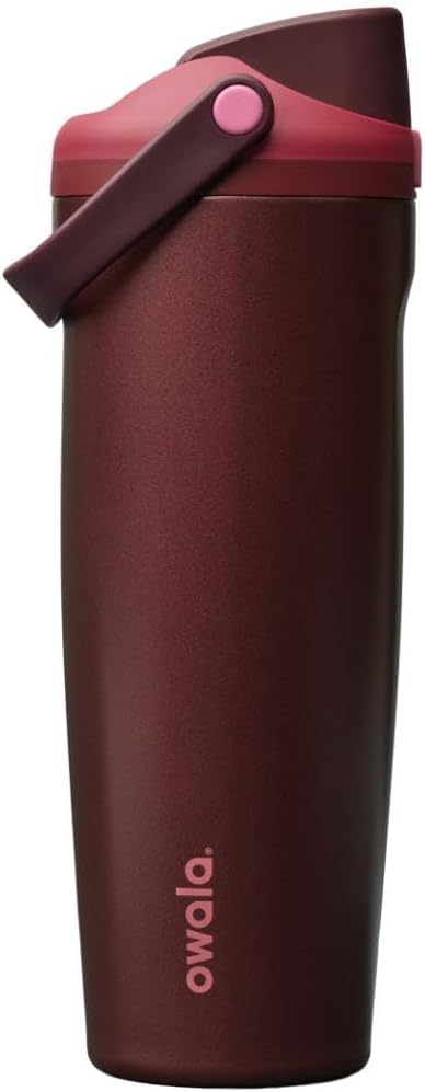 Owala FreeSip Sway Insulated Water Bottle - 30oz Stainless Steel, Two-Way Spout & Built-In Straw, Black Cherry