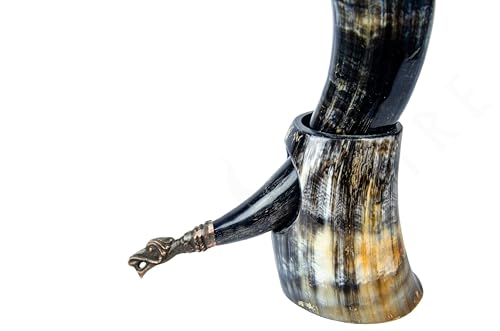 Norse Empire Viking Drinking Horn with Stand – 12oz Medieval Beer Mead Horn