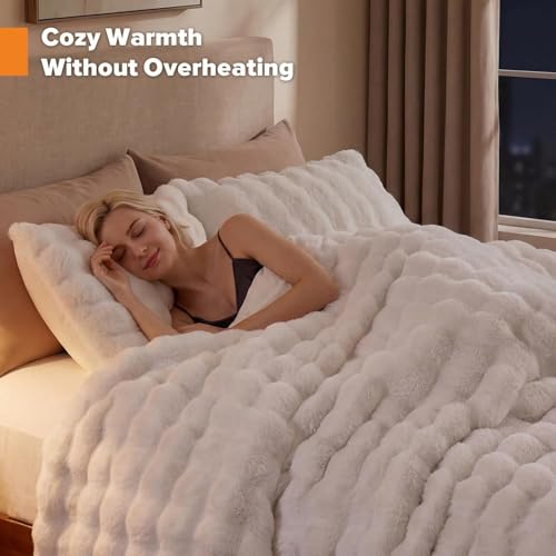 Queen Faux Fur Comforter Set - Soft, Fluffy Winter Bedding