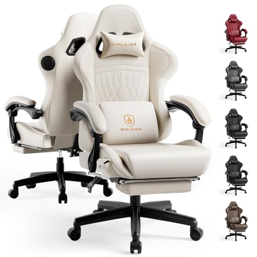 Ergonomic Gaming Chair with Bluetooth Speakers, Footrest, and Reclining