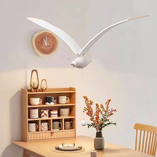 Wooden Flying Seagull Hanging Mobile, Kinetic Ceiling Art Decor, 105cm