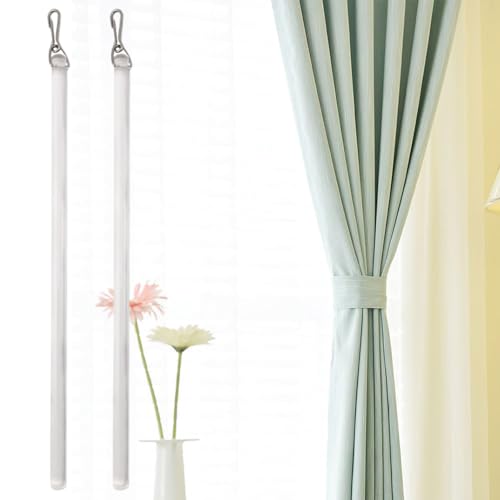 17-Inch Clear Curtain Pull Wand with Metal Hook - 2 Pack