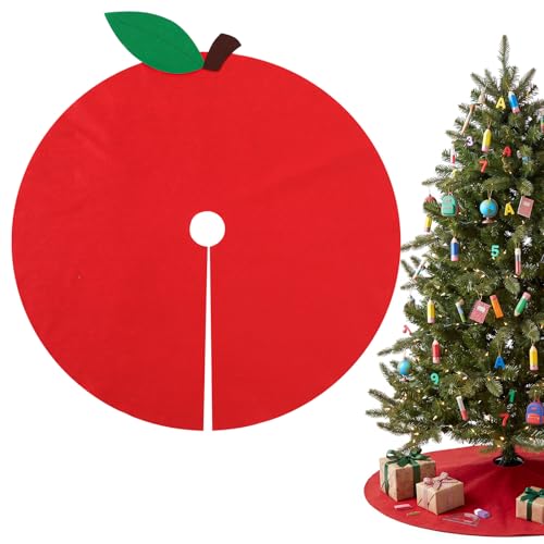 36-Inch Red Apple Tree Skirt for Back to School Classroom Decor
